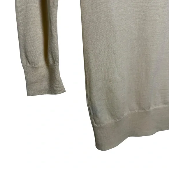 J CREW Sweater Women 3/4 Sleeve 100% Merino Wool Knit Cream Sz XXS Minimalist - Picture 7 of 9